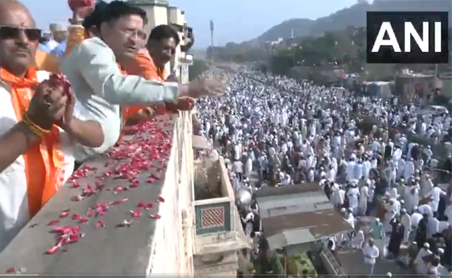 ‘No Ramzan without Ram’: Hindus shower flowers outside Jaipur Eidgah in Eid gesture of unity